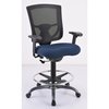 Officesource CoolMesh Pro Mesh Back Task Stool with Adjustable Arms, Upholstered Seat, Footring and Black Base 8051ANSFBL